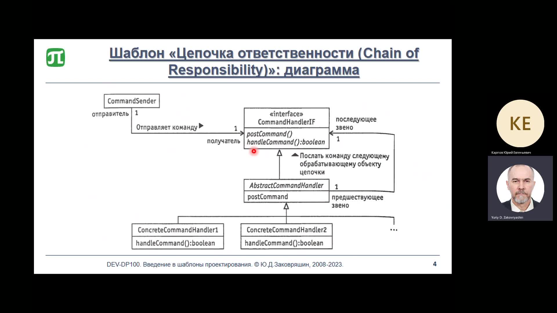 Лекция №4. Порождающие, разделяющие и поведенческие шаблоны, часть 2. Лекция 04.04.2023.mp4