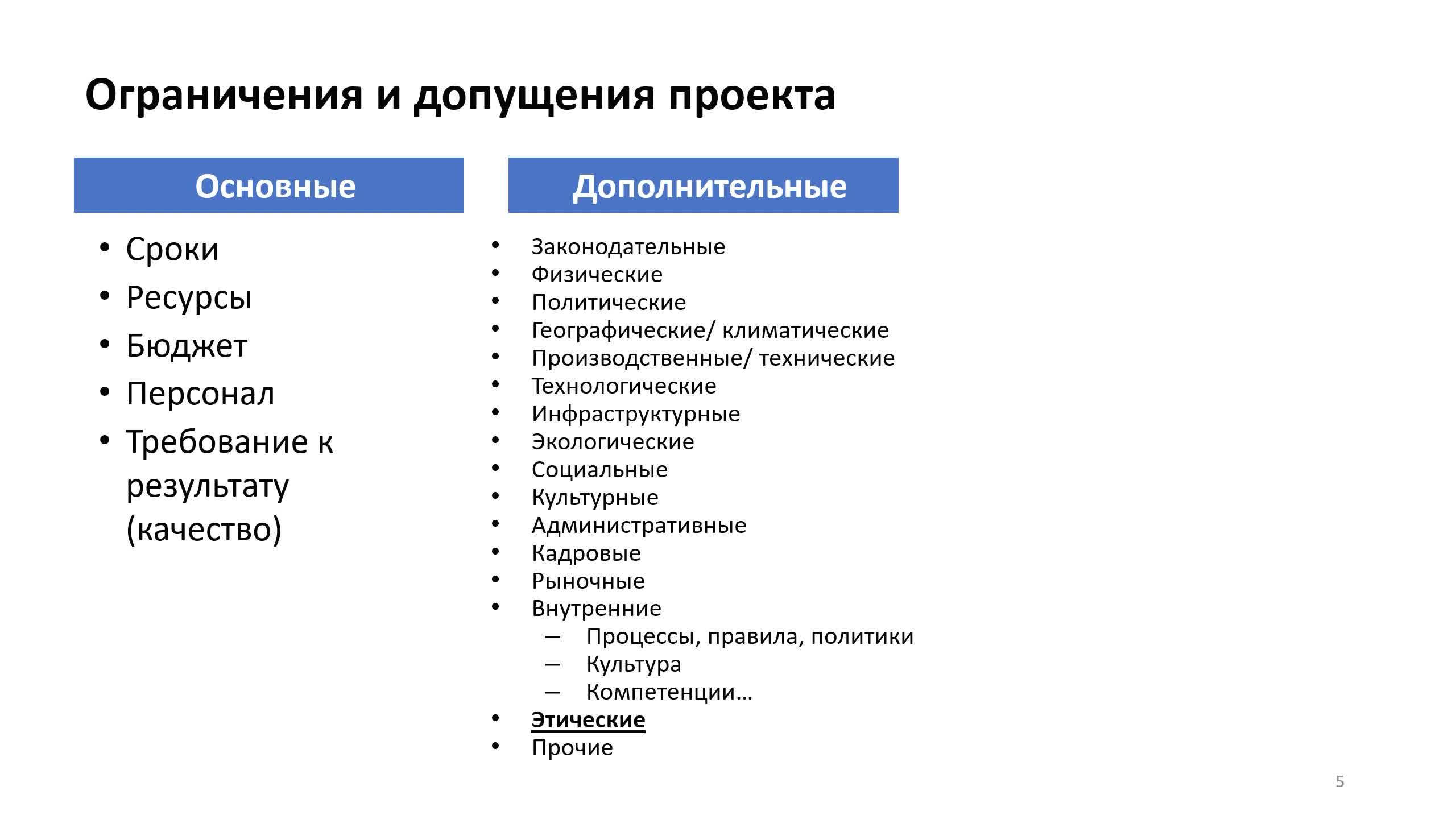 Тема 4_1 Огарничения и допущения